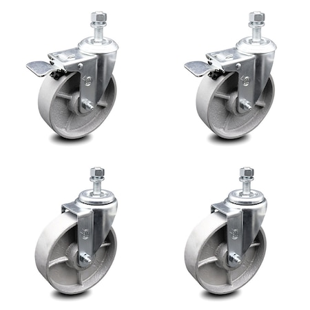 Service Caster 5 Inch Semi Steel Swivel 1/2 Inch Stem Caster Total Lock Brake SCC, 2PK SCC-TSTTL20S514-SSS-121315-2-S-2